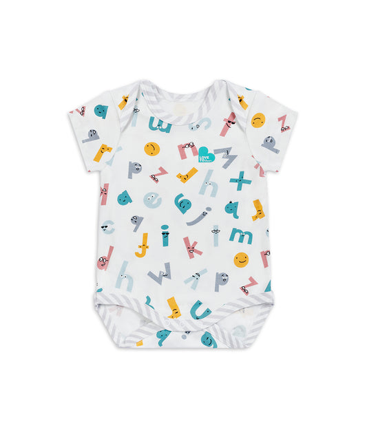 Body a maniche corte Love To Dream™ ECOVERO™ color zuppa alfabetica bianco