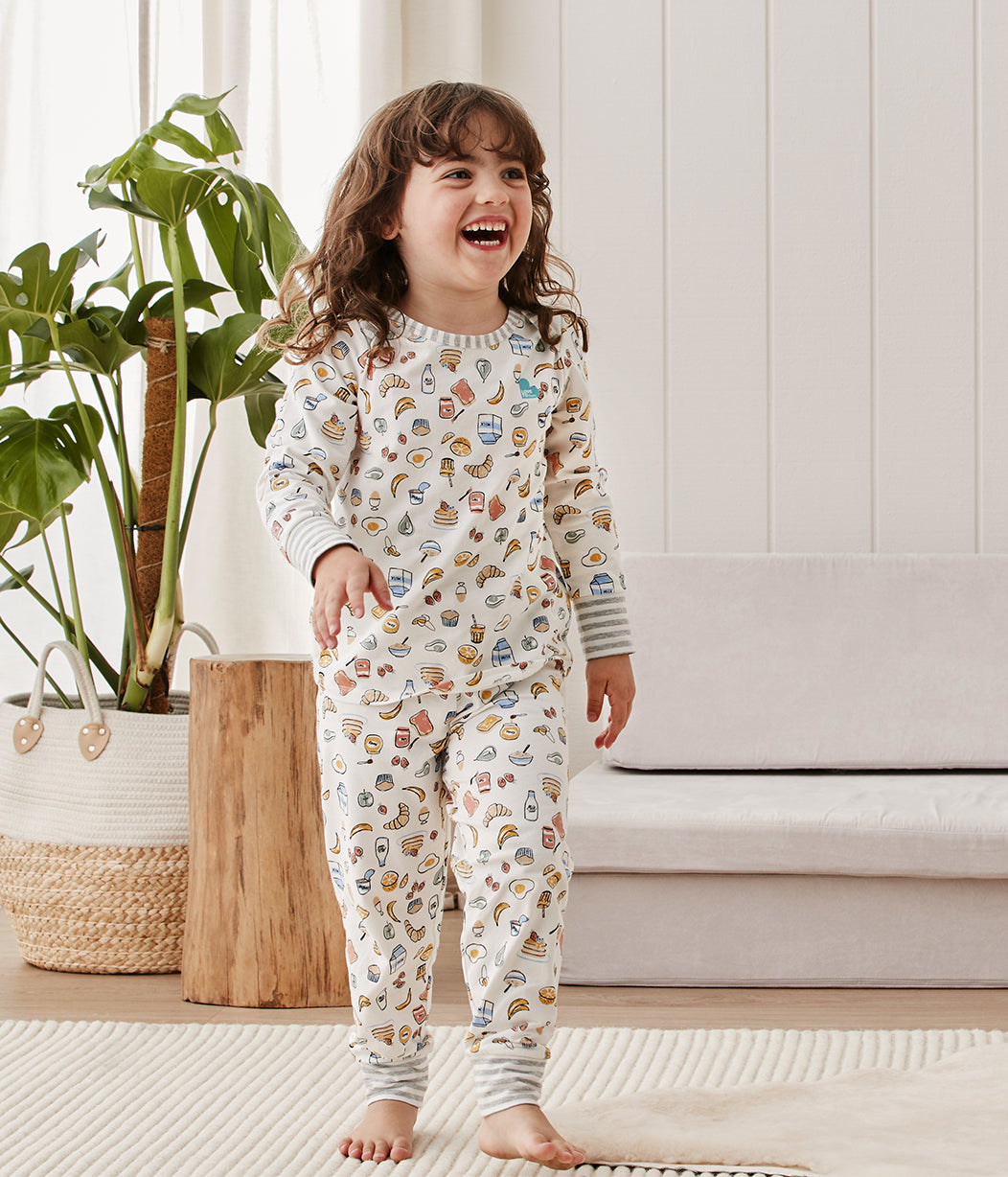 Pigiama a maniche lunghe per bambini Love To Dream™, colazione bianco