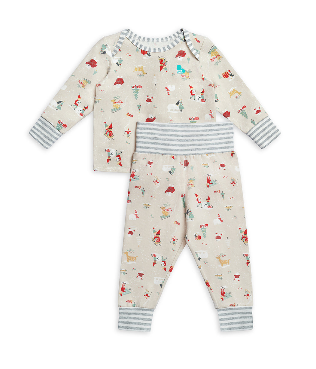 Love To Dream™ Langärmeliges Kinder-Pyjama-Set Schneeparty