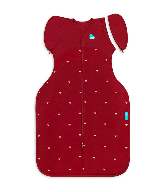 Swaddle Up™ 2-in-1 Sacco nanna di transizione 1.5 TOG Pile di cotone Bordeaux Cuori ricamati