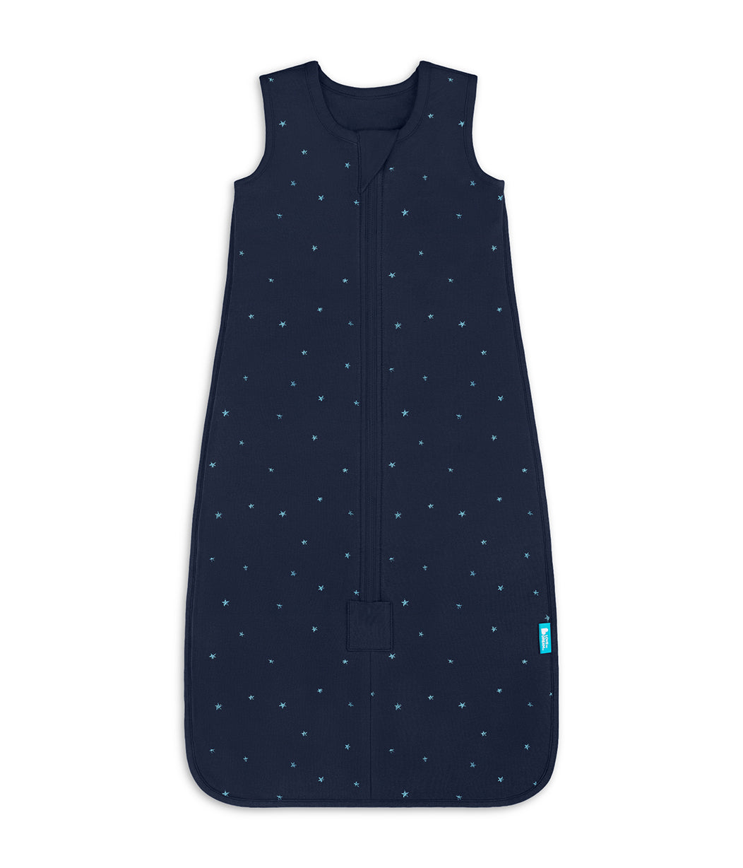Sacco nanna senza maniche 1.5 TOG Pile di cotone Blu marino Stella scintillante ricamata