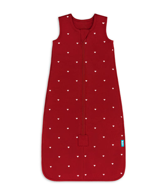 Sacco nanna senza maniche 1.5 TOG Pile di cotone Bordeaux Cuori ricamati