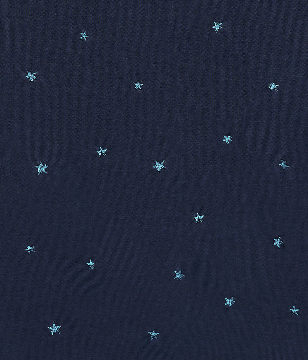 Sacco nanna senza maniche 1.5 TOG Pile di cotone Blu marino Stella scintillante ricamata
