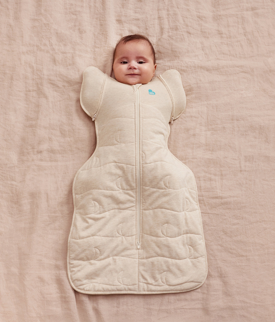 Swaddle Up™ 2-in-1 Sacco nanna di transizione 3.5 TOG Cotone trapuntato Naturale melange Luna trapuntata