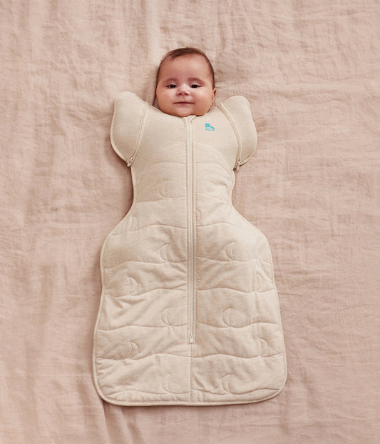 Swaddle Up™ 2-in-1 Sacco nanna di transizione 3.5 TOG Cotone trapuntato Naturale melange Luna trapuntata