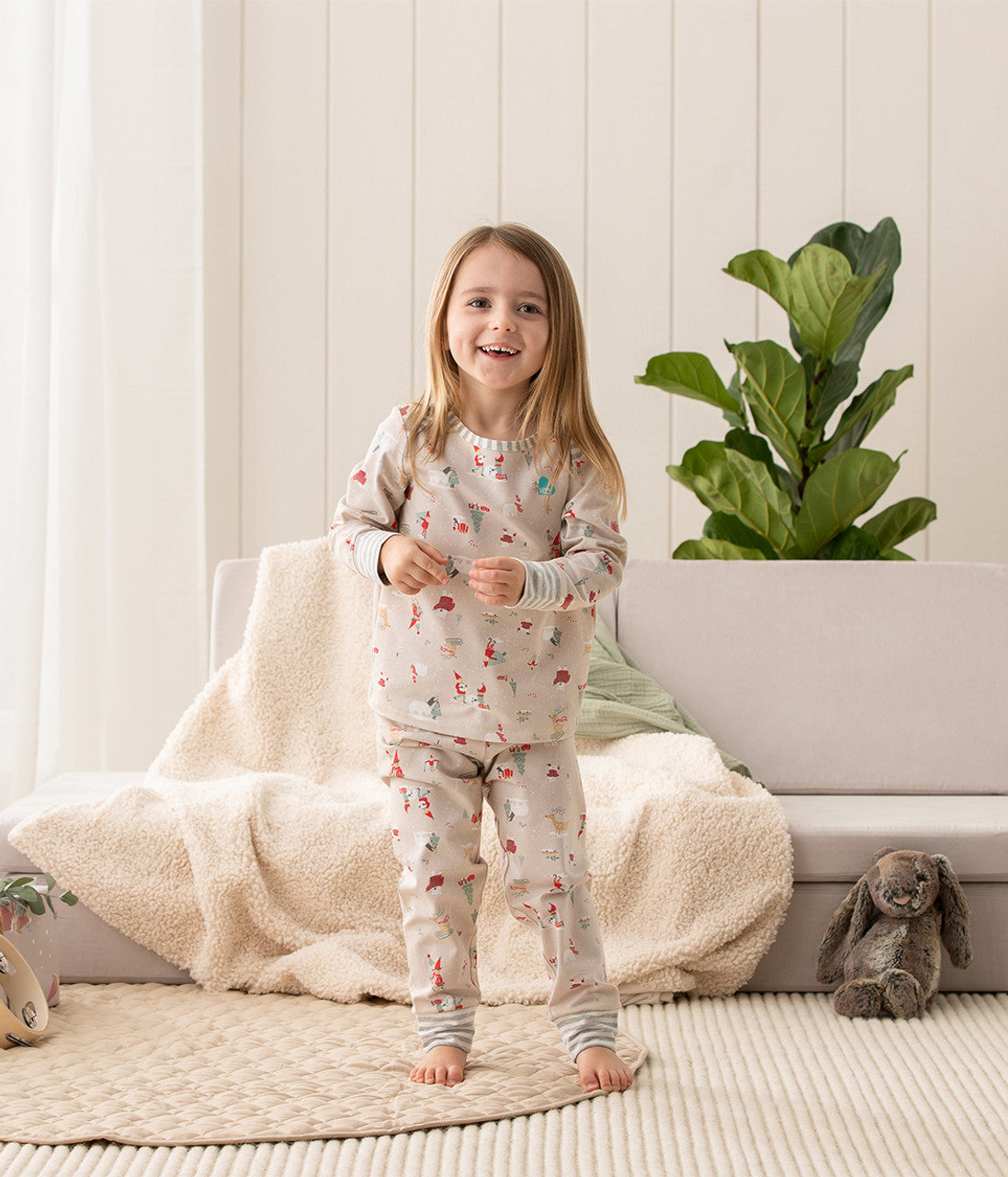 Love To Dream™ Langärmeliges Kinder-Pyjama-Set Schneeparty