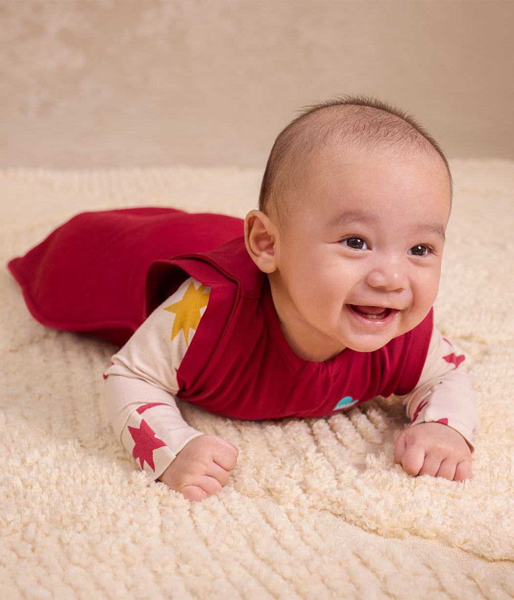 Swaddle Up™ 2-in-1 Sacco nanna di transizione 1.5 TOG Pile di cotone Bordeaux Cuori ricamati