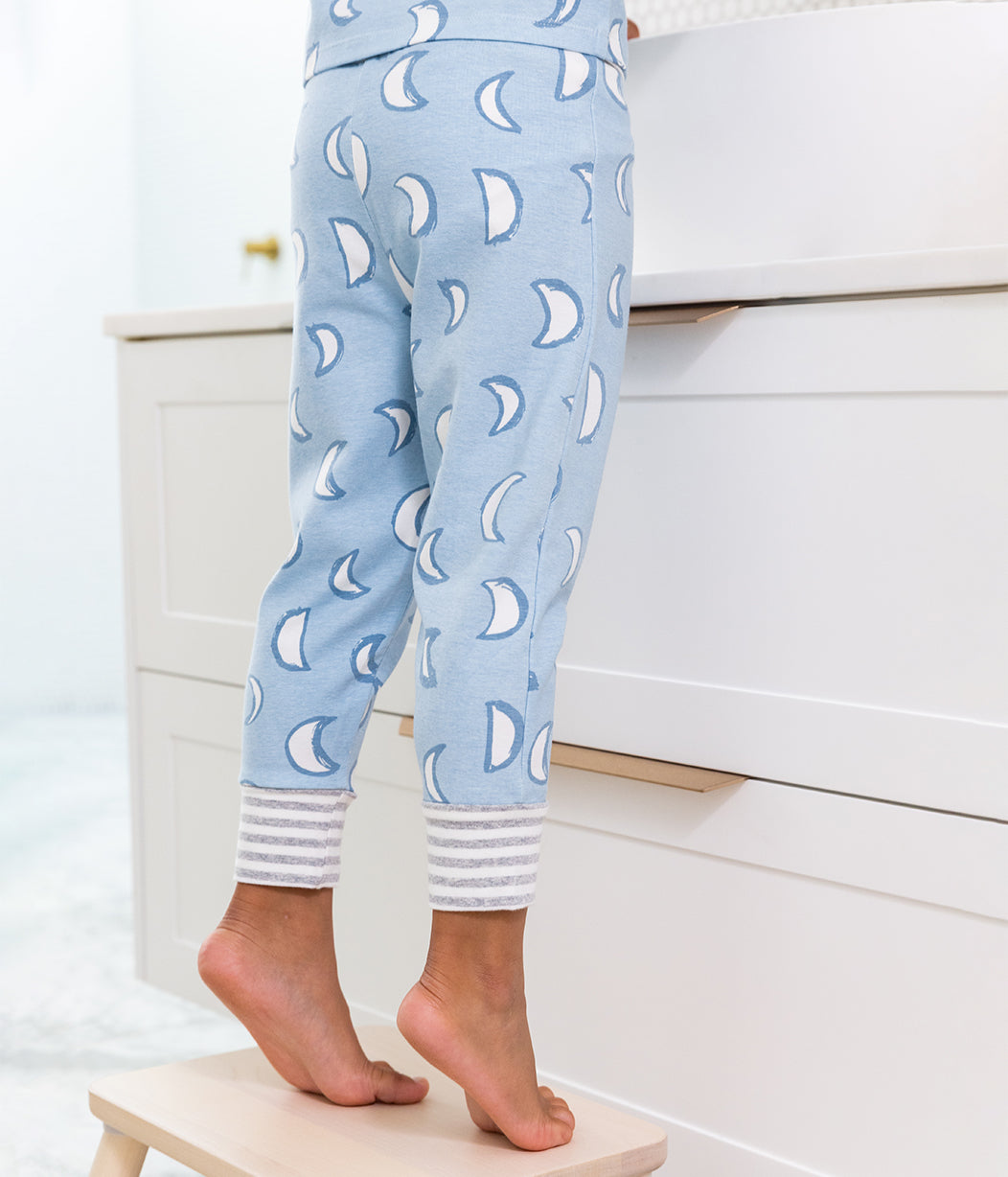 Kinder Langarm Pyjama-Set Blau Eklipse Baumwolle