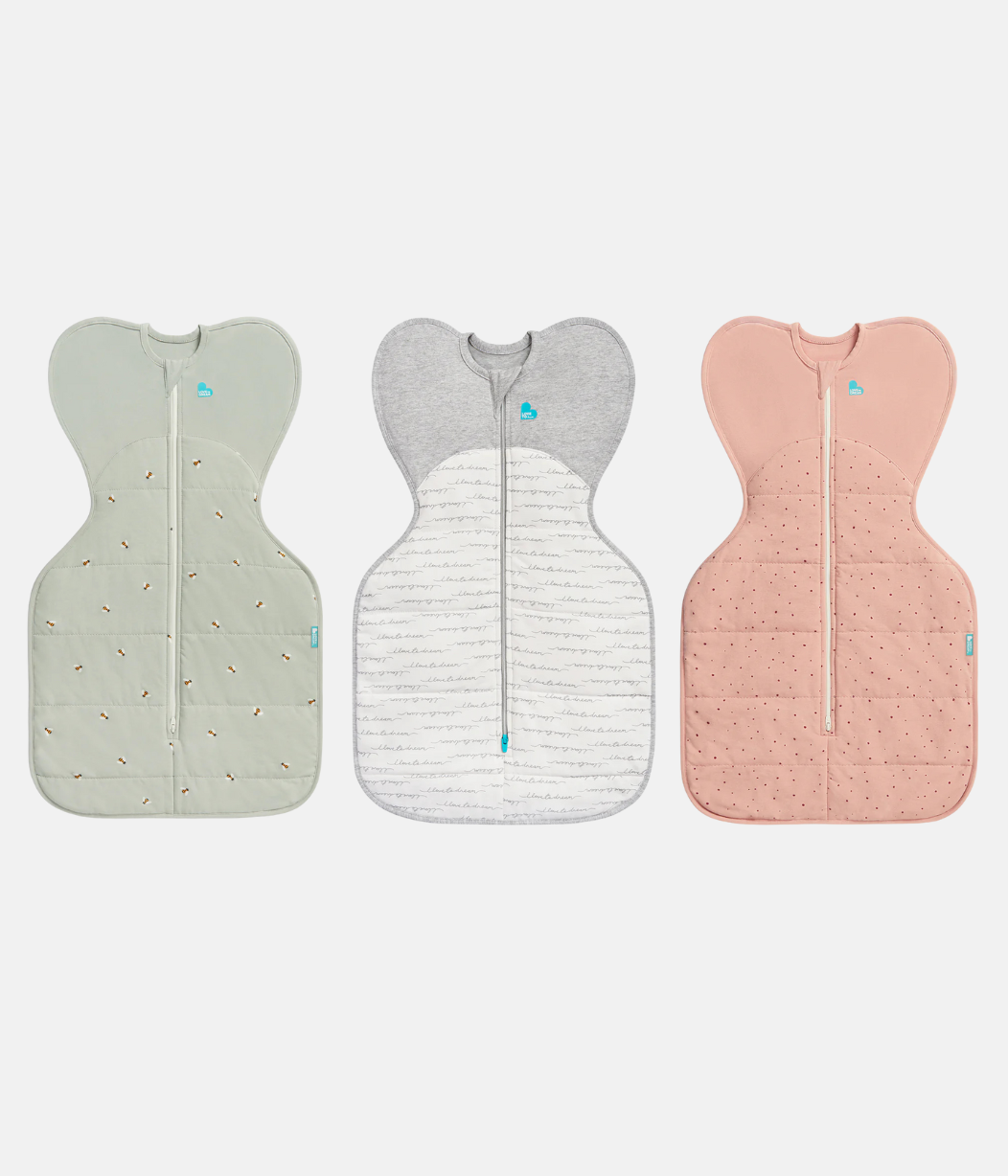 Swaddle Up Starter-Set | 2,5 TOG | Olive Bienen | Weiß Träumer | Rosa Steinchen