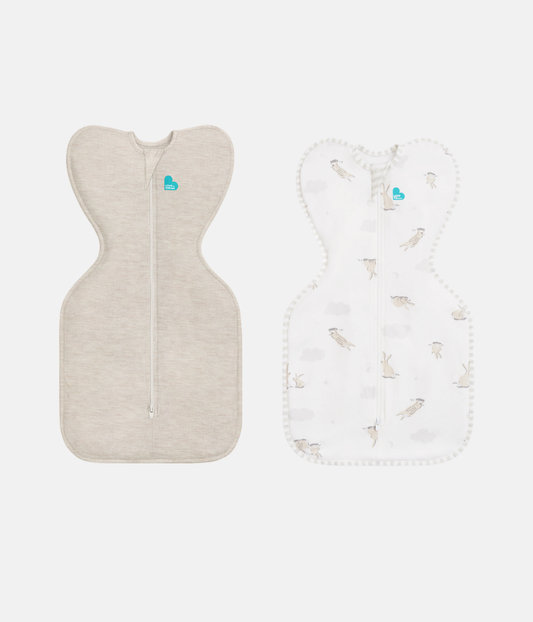 Swaddle Up Starter Set | 1,0 TOG | Naturmeliert | Weiß Wolken Häschen