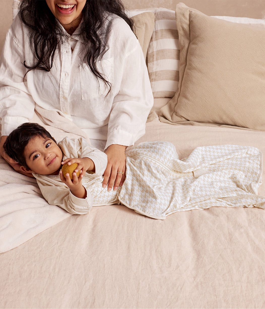 Sacco nanna a maniche lunghe 1.0 TOG Cotone Beige Pied-de-poule