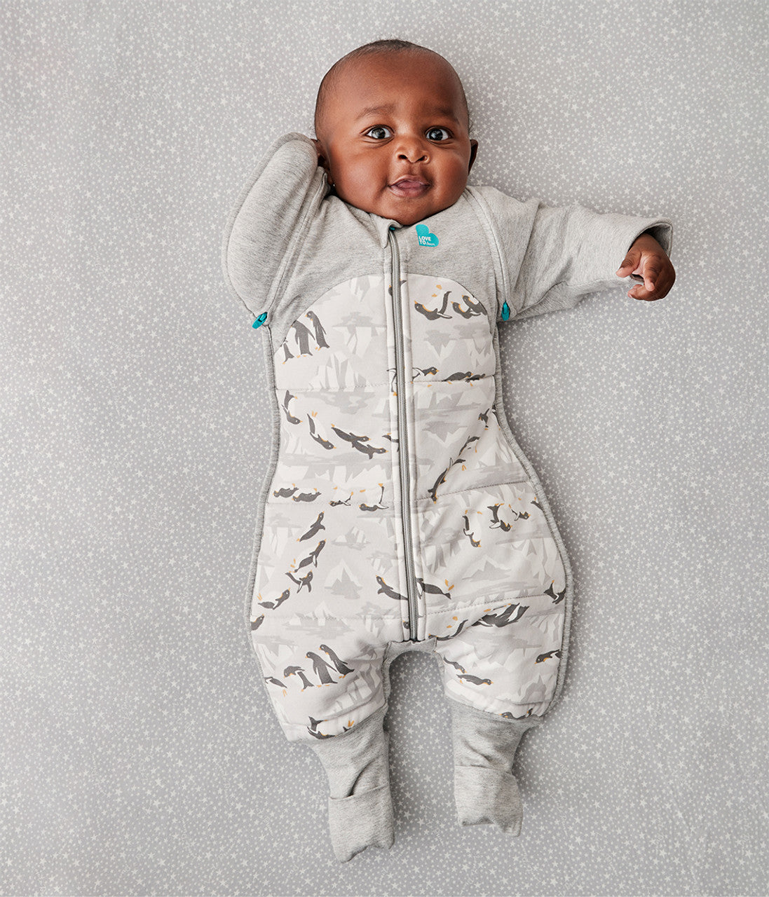 Tuta di transizione Swaddle Up™ Extra calda Penguin Parade Grey