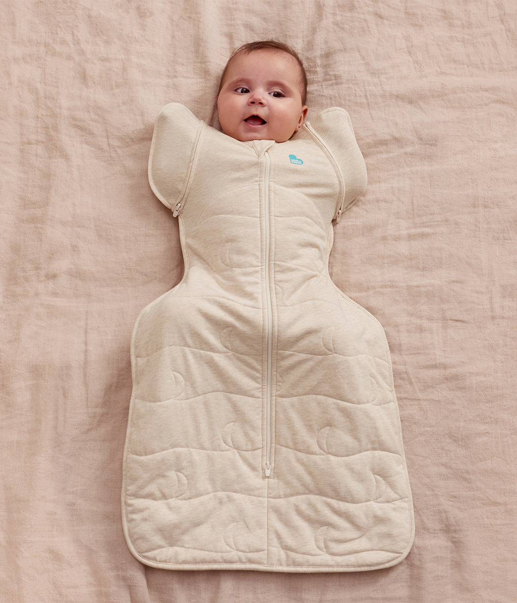 Swaddle Up™ 2-in-1 Sacco nanna di transizione 3.5 TOG Cotone trapuntato Naturale melange Luna trapuntata