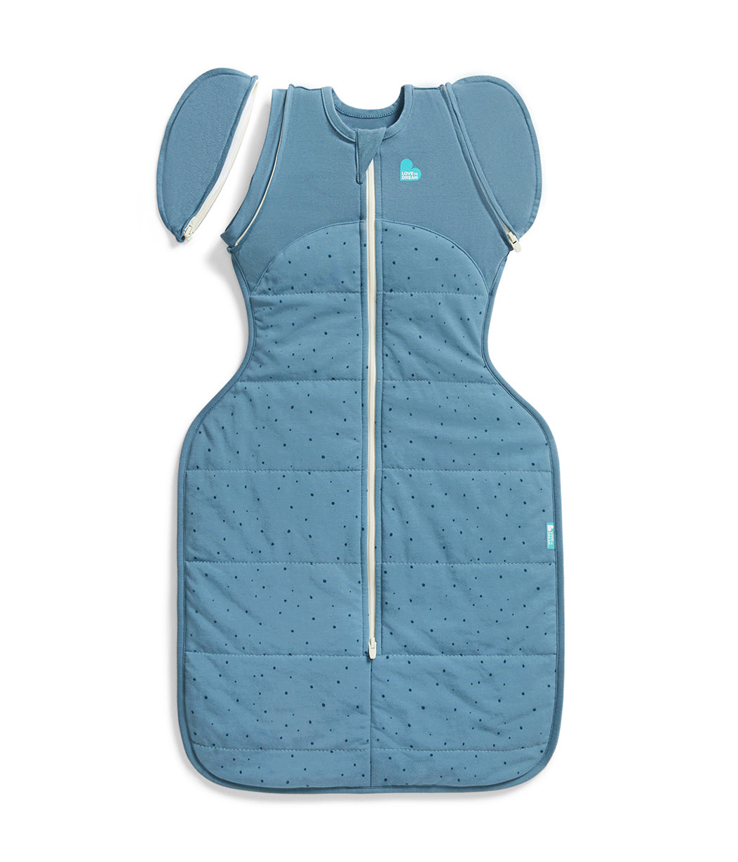 Swaddle Up™ Sacco Nanna Transizione 2-in-1 2.5 TOG Cotone Blu Tempesta Sassolini