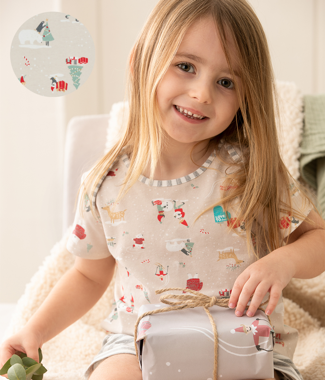 Pigiama a maniche corte per bambini Love To Dream™ Festa sulla neve