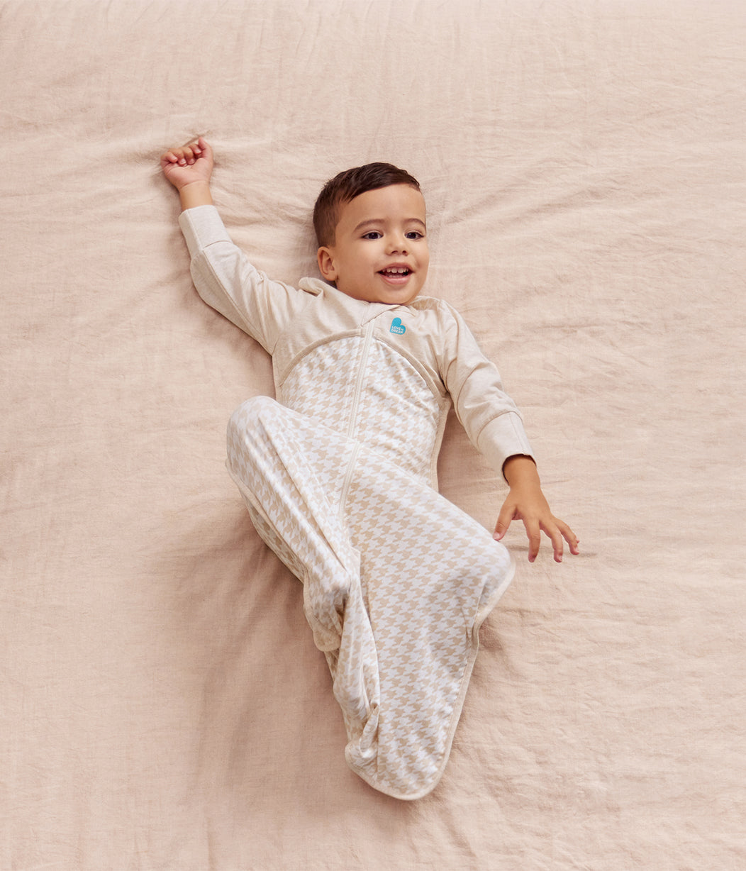 Sacco nanna a maniche lunghe 1.0 TOG Cotone Beige Pied-de-poule