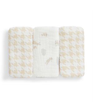 Salviette Confezione Da 3 Mussola Bianco Mini Nuvola Coniglietto