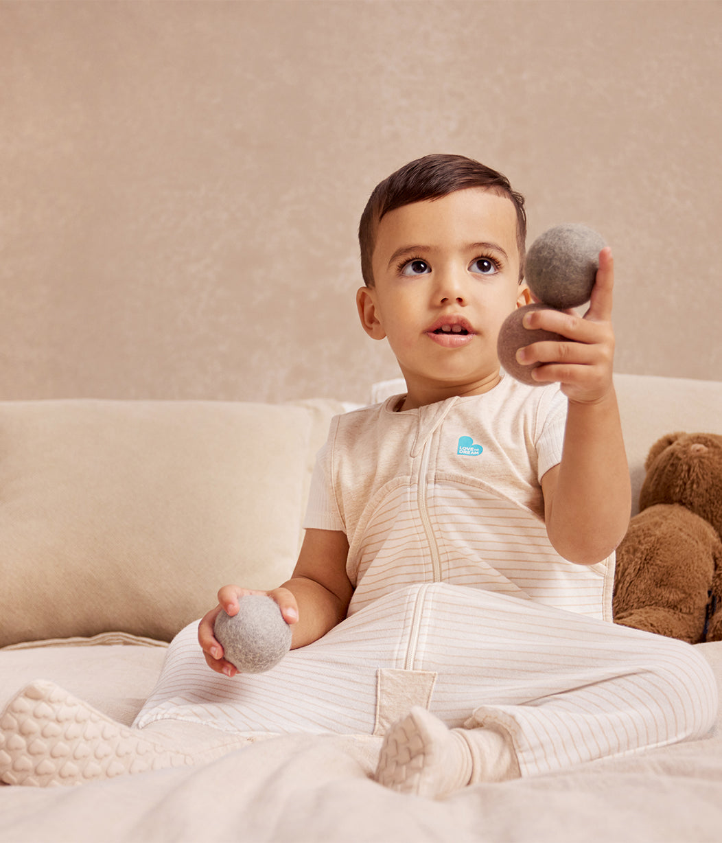 Tutina nanna senza maniche 0.2 TOG Cotone Beige Righe stile marinaro