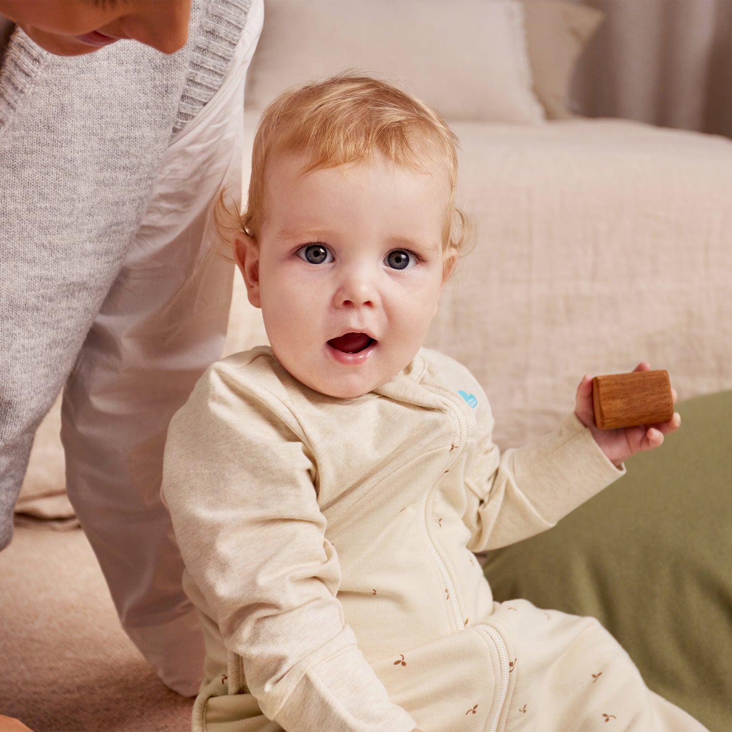 Sleep Bag Long Sleeve 1.5 TOG Cotton Oatmeal Twigs