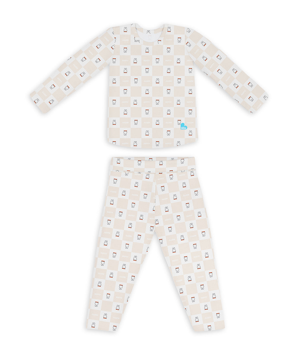 Kids Pyjama Set Long Sleeve Viscose from Bamboo Birch Miffy Checker
