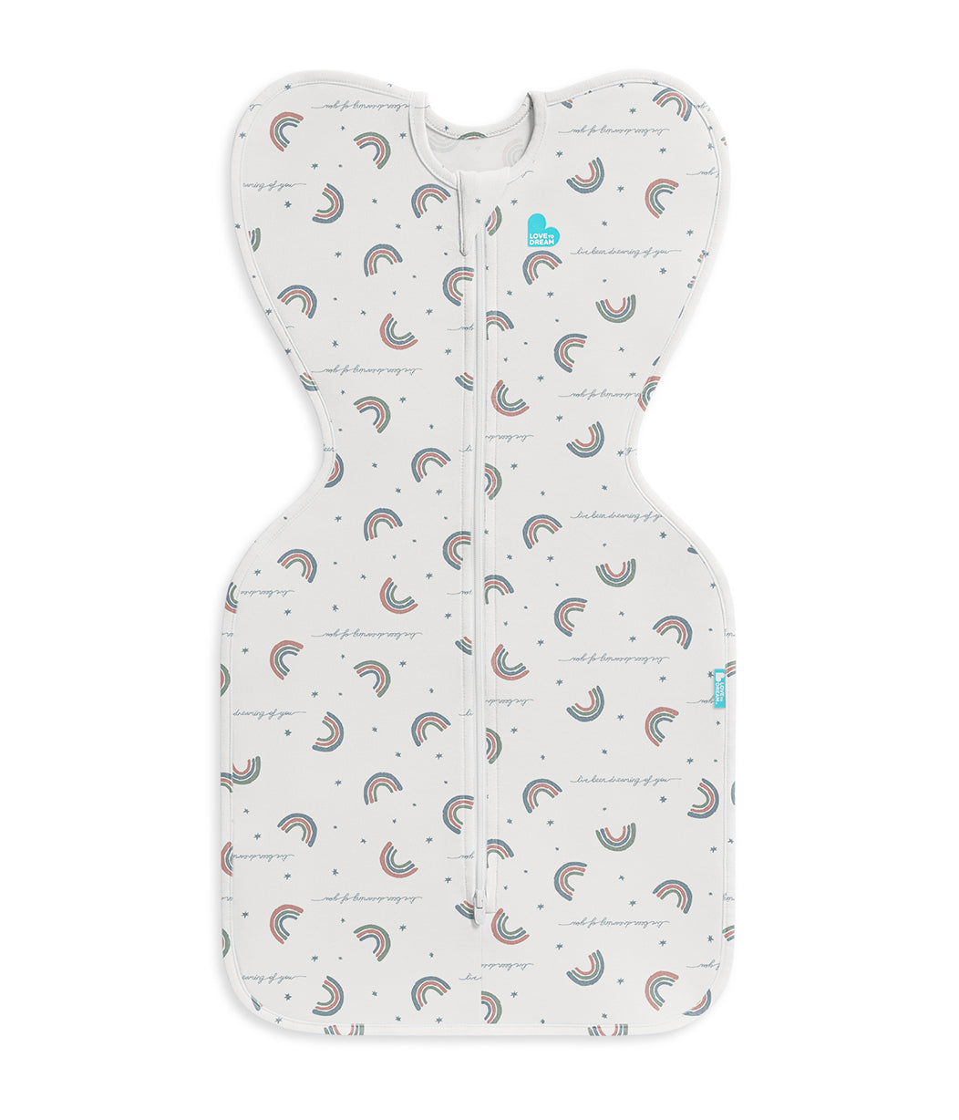 Sacco nanna Swaddle Up™ per neonati 1.0 TOG in cotone bianco Rainbow Dream