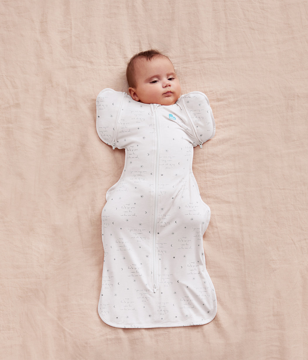Swaddle Up™ 2-in-1 Übergangspucksack 0.2 TOG Baumwolle Weiß Du Bist Mein