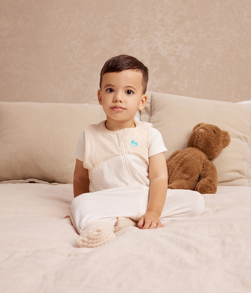 Tutina nanna senza maniche 0.2 TOG Cotone Beige Righe stile marinaro